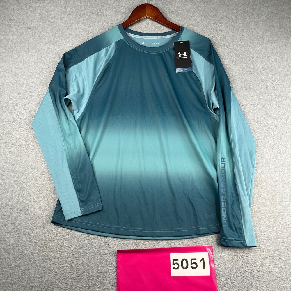 Under Armour ISo Chill Fitted Performance Shirt Long Sleeve Green Womens L NEW